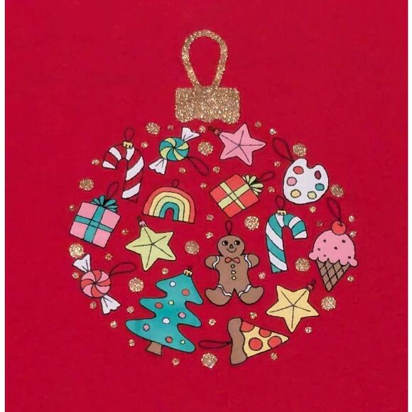 Red Christmas Girl's Long Sleeve Shirt Size L (10/12) - Picture 2 of 3